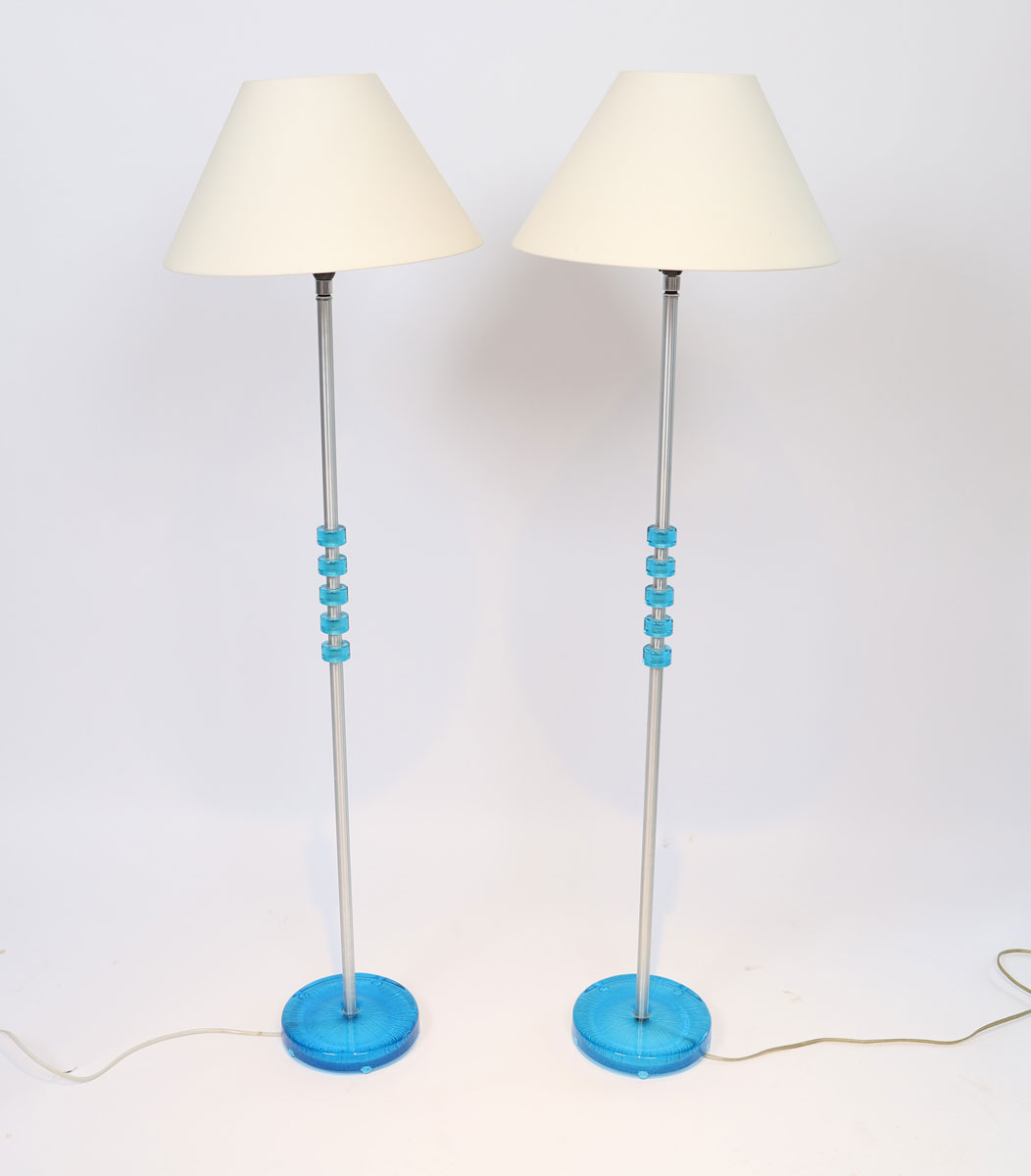 Pair of Scandinavian floor lamps, designed by Carl Fagerlund for Orrefors in 1960