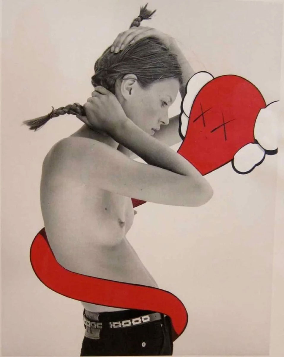 Kaws (d'après), Affiche Kate Moss & Red Companion, Papier Affiche, Dimension 21 x 30 cm,