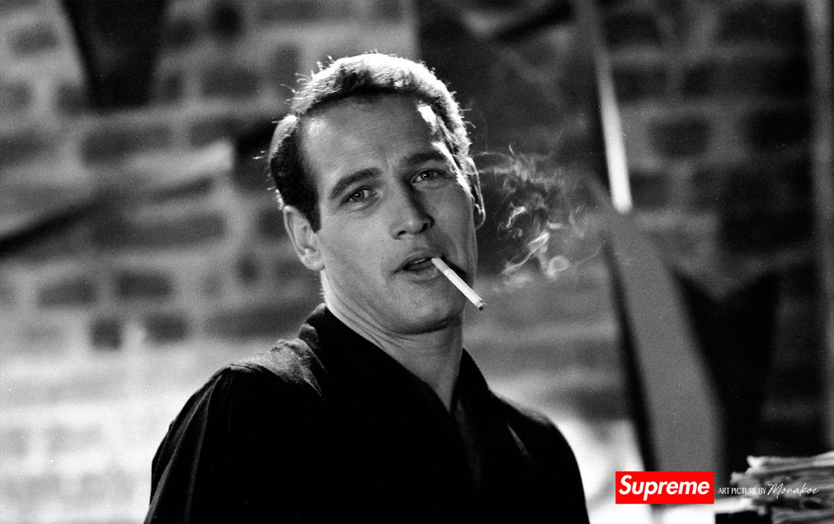 Paul Newman 2, Supreme by Monakoe, Photo imprimée sur papier brillant, Finition argentique, encadré encadré, Taille photo 44,5x28, Taille cadre 54,5x38 cm (passe partout blanc), édité en 5 exemplaires