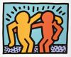 Best Buddies (1990), Print, d'après Keith Haring, Épreuve en couleur signée sur papier Arches dans la planche , et cachet de l’éditeur numéroté sur 150, encadré avec certificat de l’éditeur, Dimensions 28x38 cm