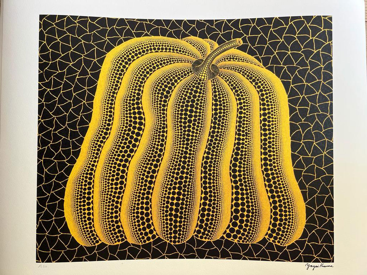 Kabocha Pumpkin, d'après Yayoi Kuzama, lithographie imprimée sur papier Beaux Arts, Taille 70 x 50, édité en 150 exemplaires