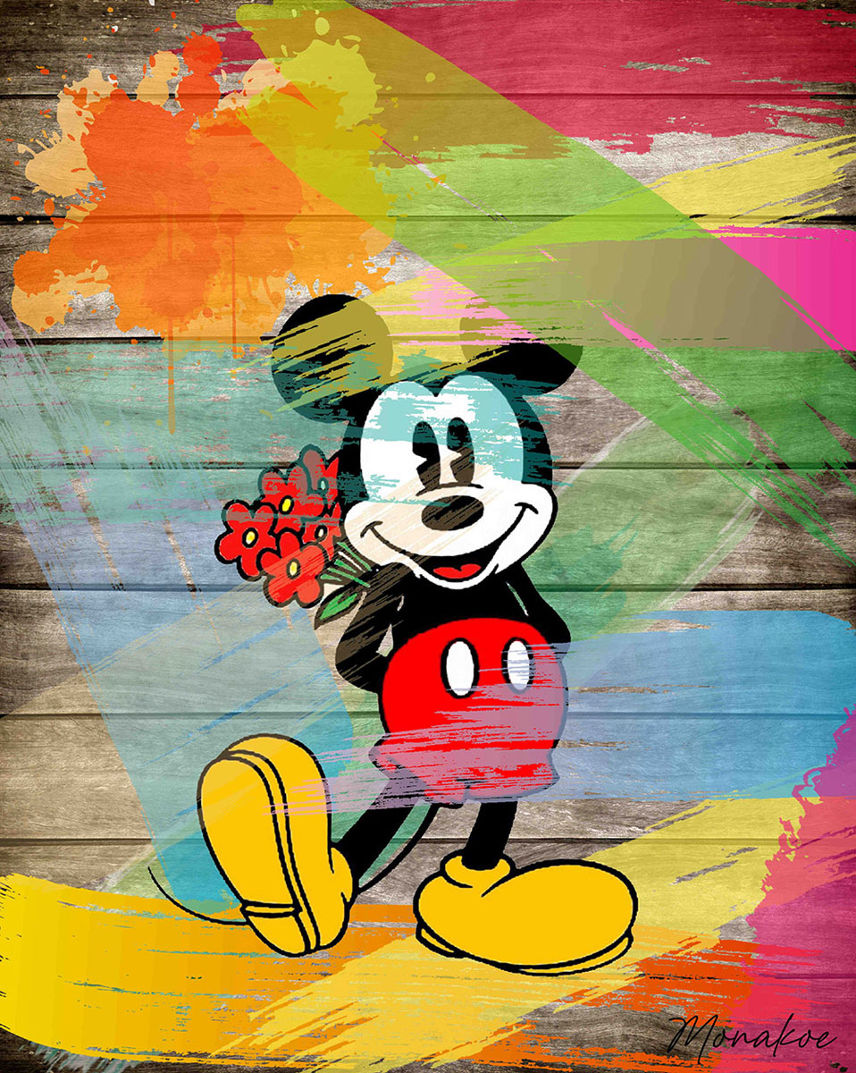 Mickey Wall Peinture, Monakoe, Finition verre acrylique print, encadré en caisse Américaine, 6 exemplaires, Dimension 80 x 60 cm