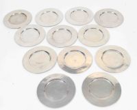 Set of 12 pewter plates