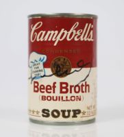 Andy Warhol (d'aprés) - boite de conserve Campbell's portant une inscription Andy Warhol