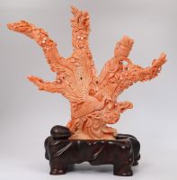 Rare carved red coral statuette - China