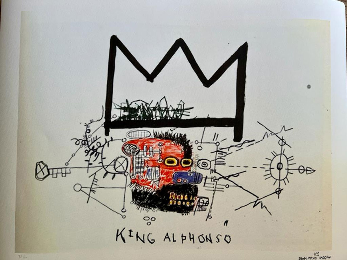 King Alphonso, d'après Jean-Michel Basquiat, lithographie imprimée sur papier Beaux Arts, Taille 70 x 50, édité en 150 exemplaires