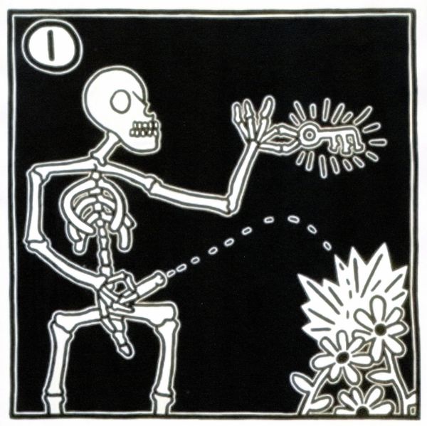 Skeleton1, Print, after Keith Haring, Color print signed on Arches paper in the plate, and publisher's stamp numbered on 150, framed with publisher's certificate, Dimensions 28x38 cm