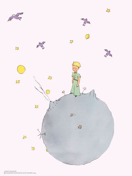 Antoine de Saint-Exupéry - Le Petit Prince et les oiseaux. Lithographie en couleurs sur papier arches 300g. D’après l'aquarelle originale d’Antoine de Saint-Exupéry pour son livre 