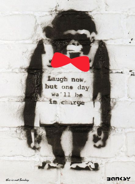 Monkey BowTie, Banksy / This is not Banksy, imprimé sur papier Beaux Arts, Taille 28 x38, édité en 6 exemplaires