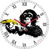 Monkey dial, Monakoe, Battery operated watch, inspired by Banksy's character, Acrylic glass print, framed in American case, 10 pieces, Diam 39cm