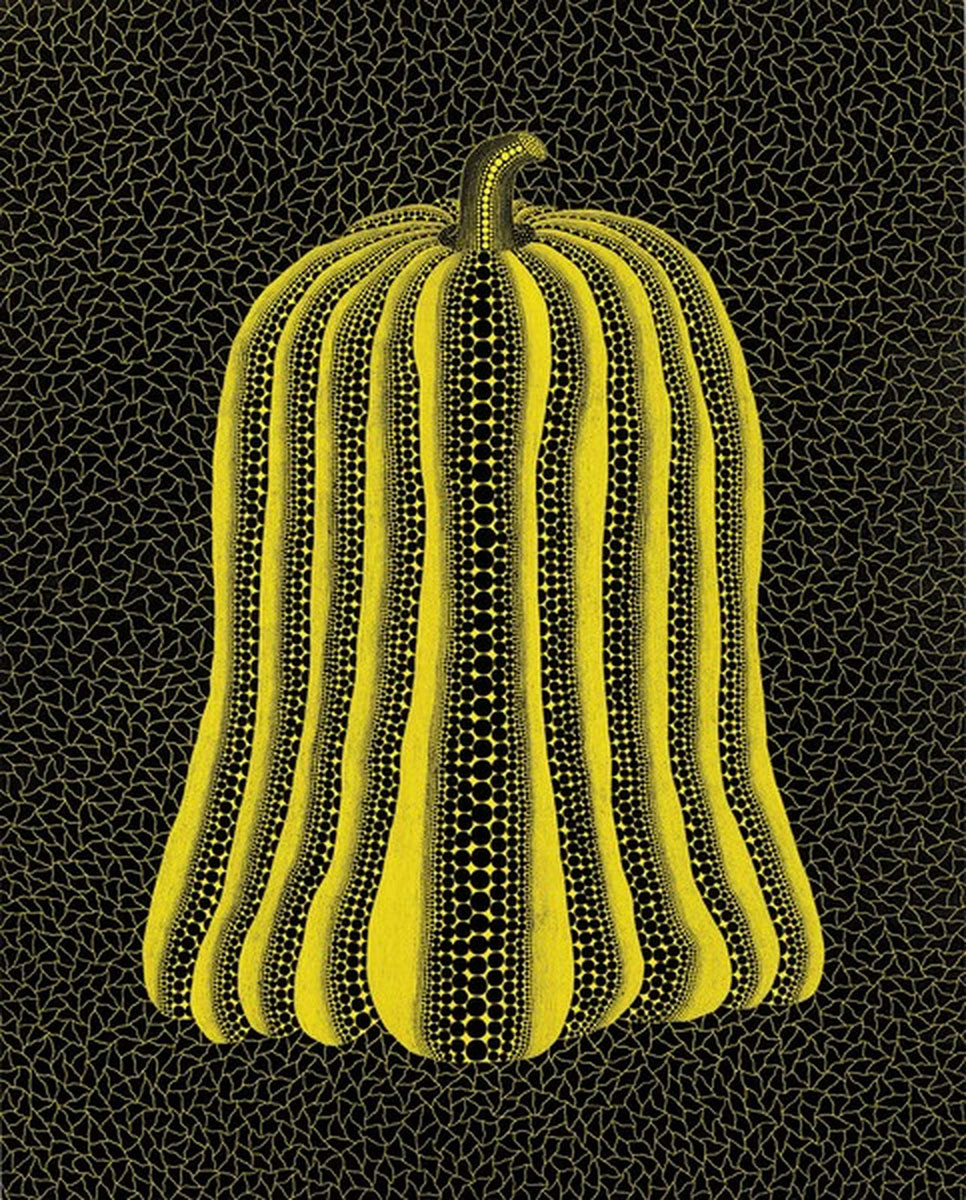 Pumpkin (1990), Print, d'après Yayoi Kuzama, Épreuve en couleur signée sur papier Arches dans la planche, et cachet de l’éditeur numéroté sur 150, encadré avec certificat de l’éditeur, Dimensions 28x38 cm